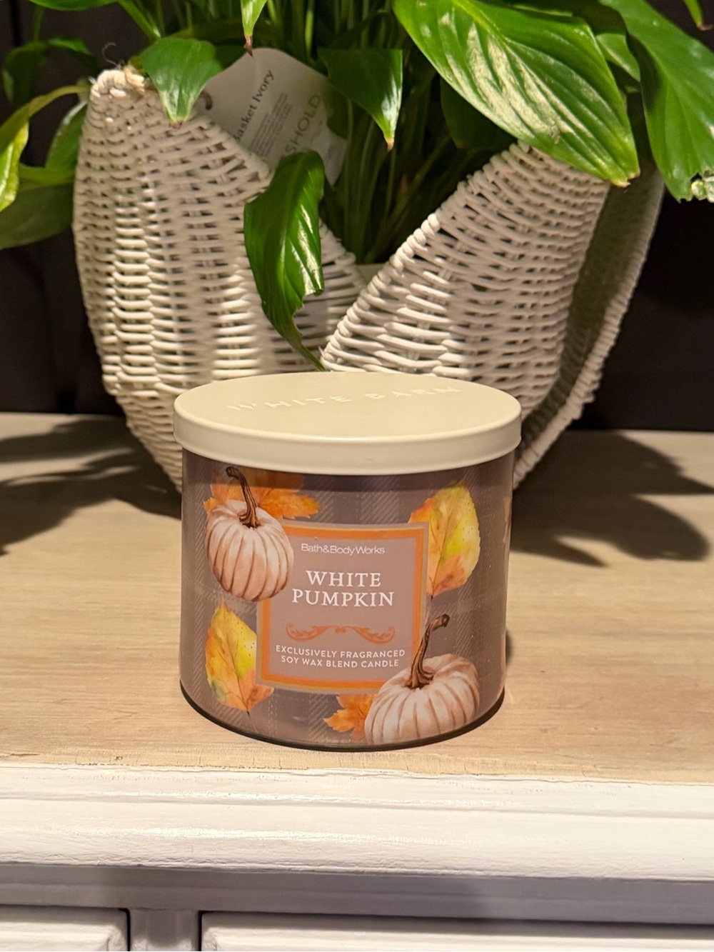 Bath & Body Works White Pumpkin Candle - Cream & Tan